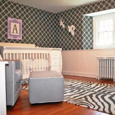 Gray Nursery With Lavender and White Accents