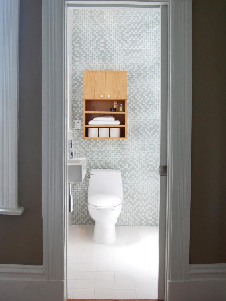 Small Bathroom With Mosaic Tile Wall
