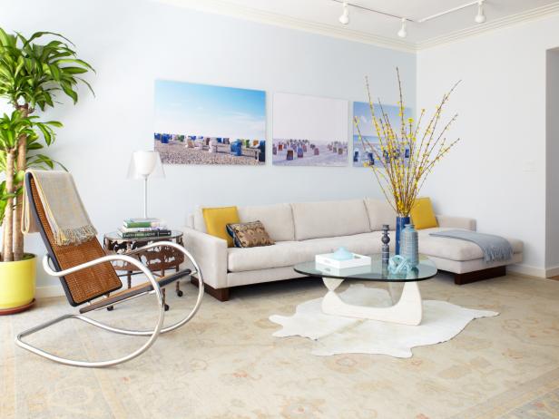 White Living Room With Rocking Chair