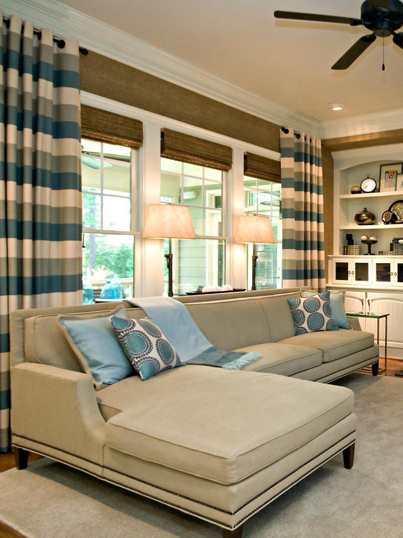Contemporary Family Room With Blue Accents 
