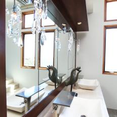 Contemporary Bathroom Vanity With Crystal Sconces
