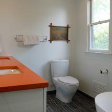 Contemporary Bathroom with Orange Contertop