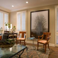 Neutral Great Room With Shutters