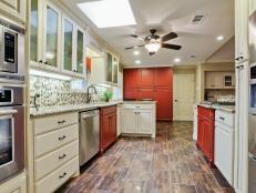 Traditional White Kitchen With Red Cabinets