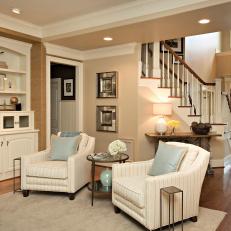 Traditional Open Neutral Living Room 