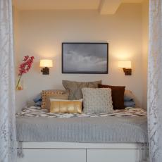 Airy Curtains Separate Bedroom in Studio Apartment