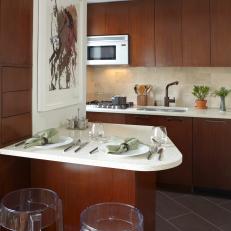 Contemporary Eat-In Kitchen With Transparent Barstools