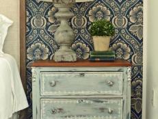 Give a thrifted vintage bedside table or nightstand the shabby chic look of a French antique with inexpensive milk paint and a few easy faux-finishing tricks.