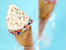 These cheesecake cones bring plenty of fun to the dessert table. Use nonpareils in your wedding colors for a pretty presentation.