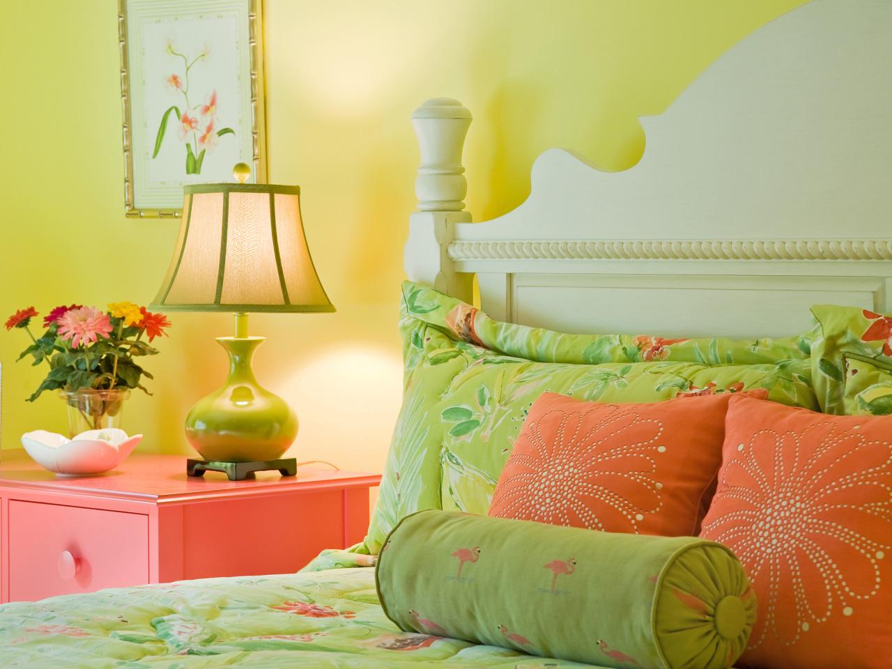 Vibrant Coral And Lime Bedroom Hgtv
