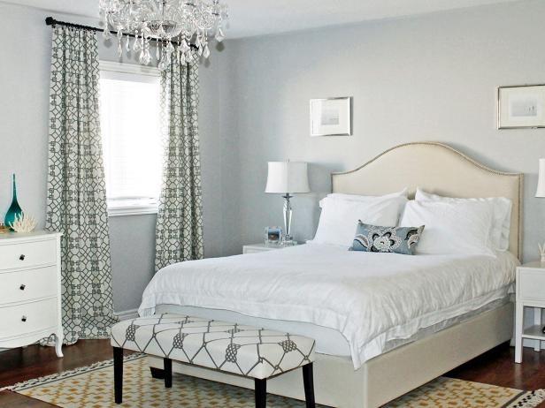 Light And Airy Neutral Bedroom With Crystal Chandelier Hgtv