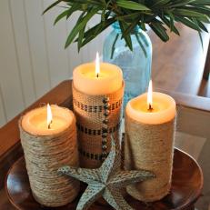 Beachy, Twine-Wrapped Candles