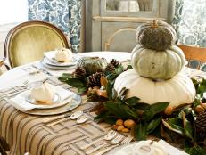Dining table with woven table runner
