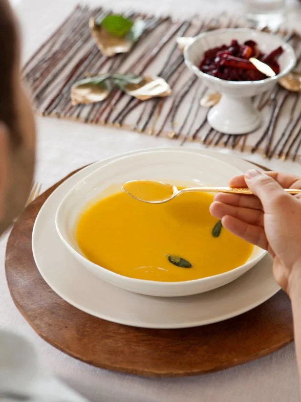 Curried Butternut Squash Soup With Fried Sage Leaves