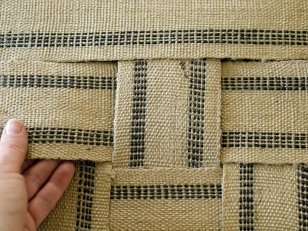 After securing the first row of your woven table runner, continue to the next rows alternating the over-under pattern. Repeat weaving and gluing until entire runner is completed.