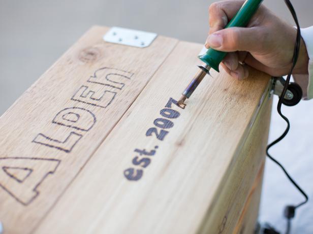 Burning Letters Into Side of Wood Crate