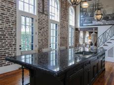 Black Kitchen Island With a View