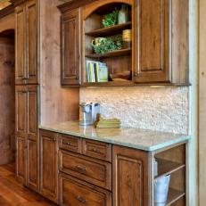 Transitional Kitchen Cabinets With Tile Backsplash