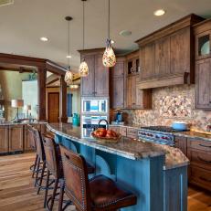 Rustic Neutral Kitchen With Pendant Lights