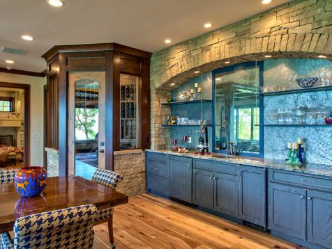 Neutral and Blue Rustic Kitchen