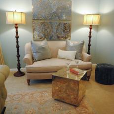Neutral Sitting Area With Twin Floor Lamps