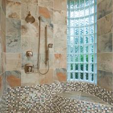 Neutral Mosaic Tile Shower