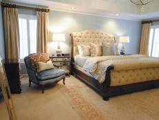 Soft Blue and Yellow Transitional Master Bedroom