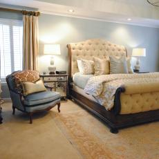 Soft Blue and Yellow Transitional Master Bedroom