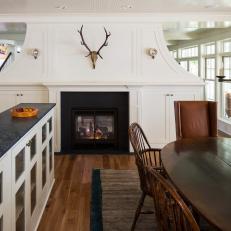 Transitional Eat-In Kitchen With Fireplace
