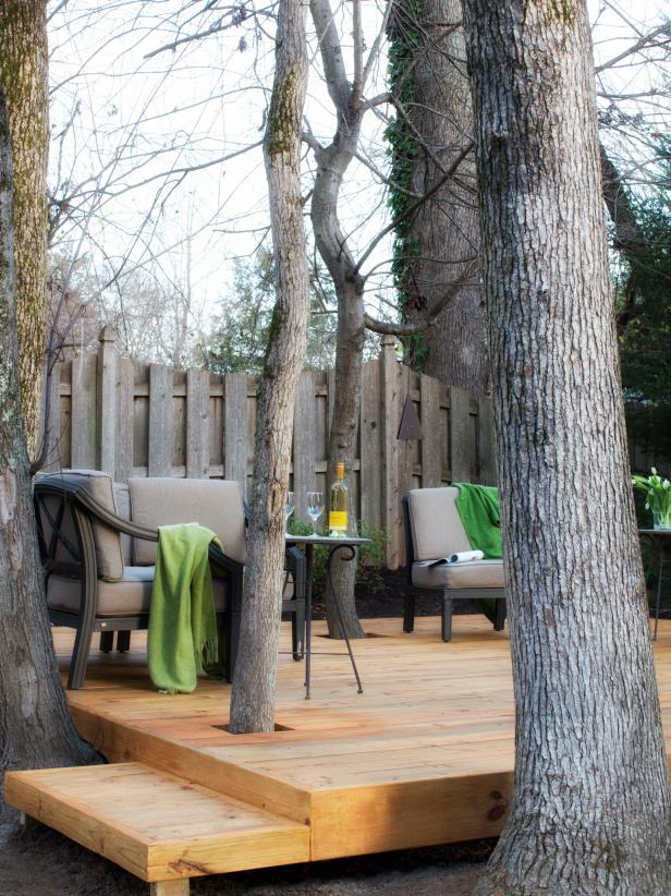 Outdoor Deck Built Around Trees