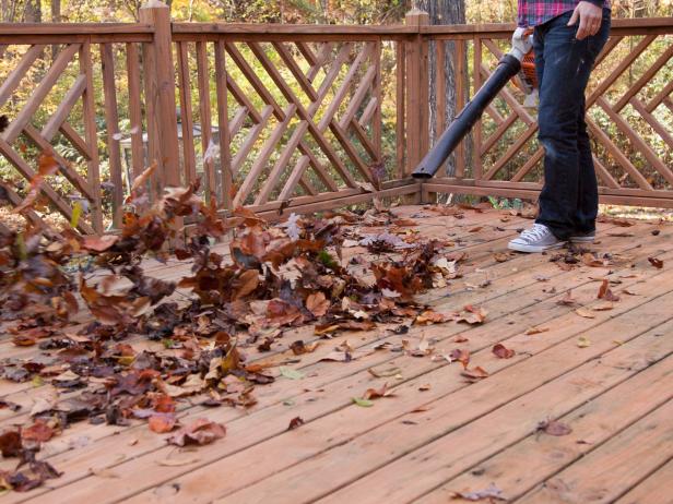 Use a broom or leaf blower to clear any leaves, dust, branches or dust from deck.
