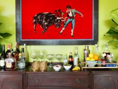 Eclectic Bar With Red Artwork
