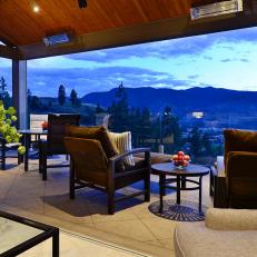 Living Room Open to a Deck and View of the Mountains