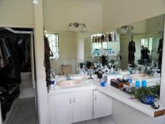 Before Bathroom Is Dated and Cluttered