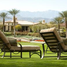 Outdoor Chaise Lounge with Neutral Cushions