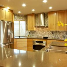 Traditional Kitchen with Counter-to-Ceiling Tile Backsplash