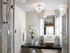 Contemporary White Bathroom with Elegant Lighting 