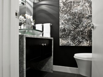 Silver and Black Powder Room 