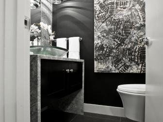 Silver and Black Powder Room 