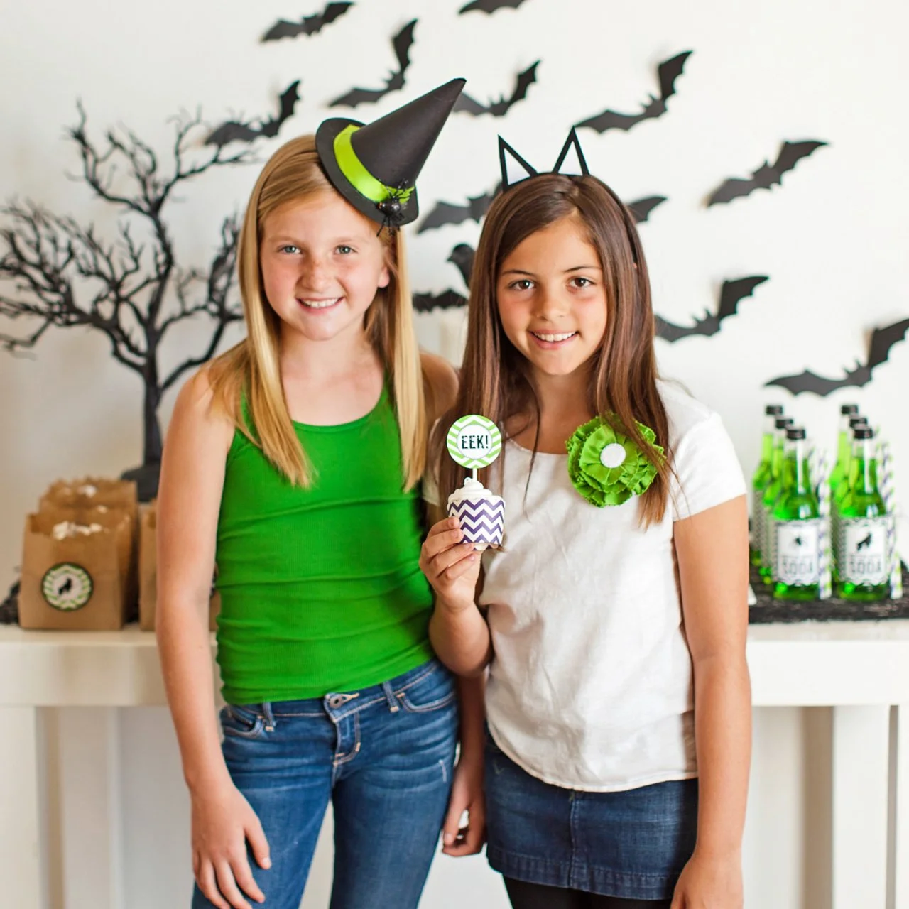 Kids' Craft: Witch's Hat or Black Cat Halloween Headbands | HGTV