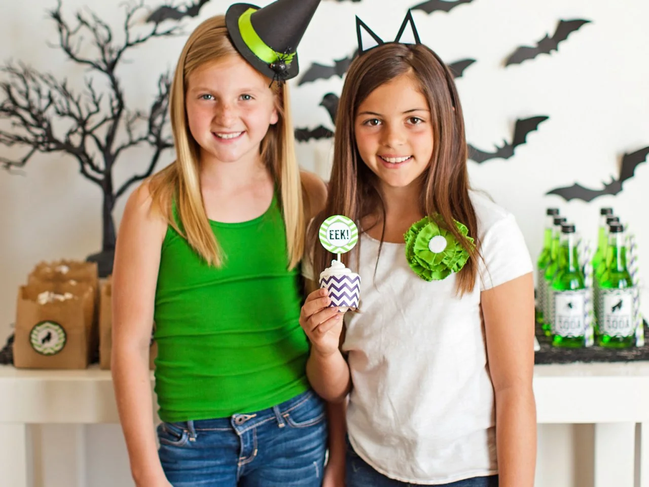 Kids' Craft: Witch's Hat or Black Cat Halloween Headbands | HGTV