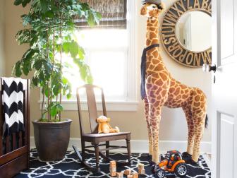 Large Stuffed Giraffe In Contemporary Neutral Nursery