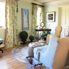 Sitting Room With Ruffled Curtains
