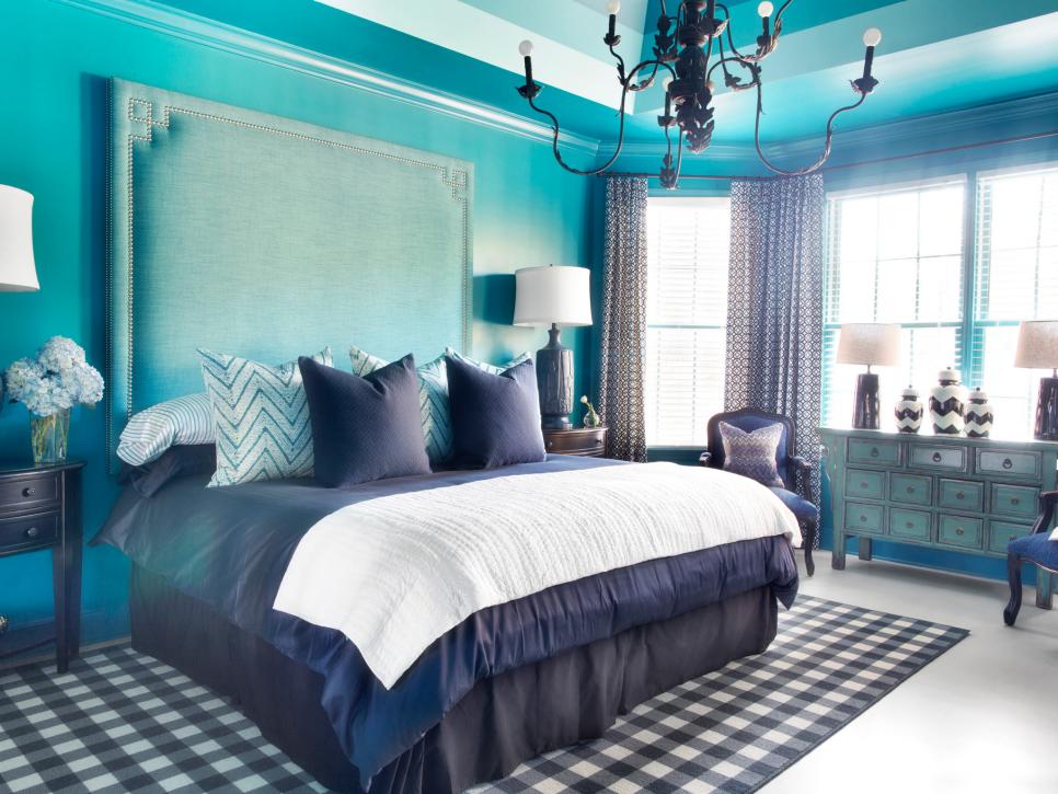 tiffany blue and brown bedroom