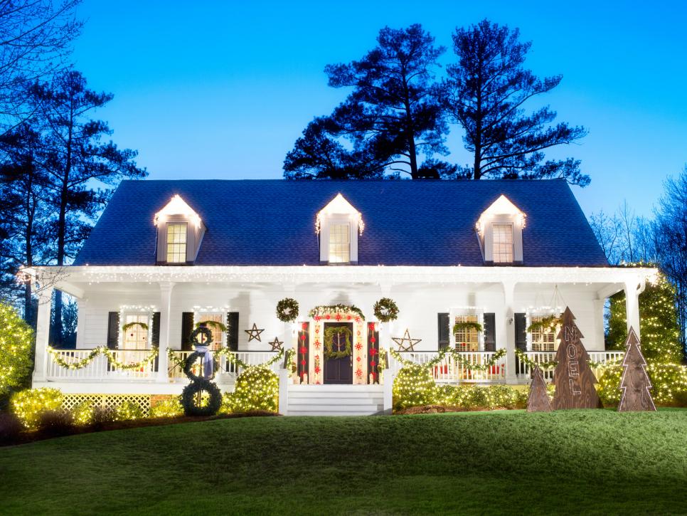 white exterior christmas lights