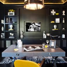 Masculine Home Office With Tray Ceiling