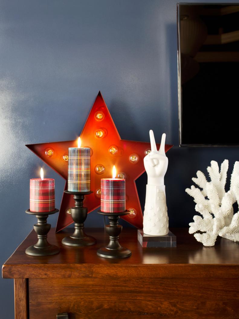 Candles and Eclectic Accessories on a Bedroom Dresser