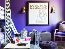 Purple Contemporary Girl's Bedroom With Black and White Accents