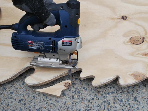 Cutting a Tree Silhouette Out Using a Jigsaw