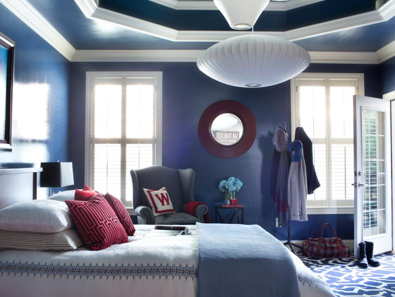Masculine Navy and White Bedroom